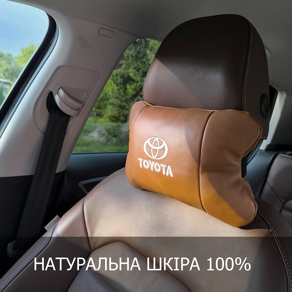 Набор кожаных подушек 2шт на подголовник Toyota. Комфортные ортопедические подушки, Toyota