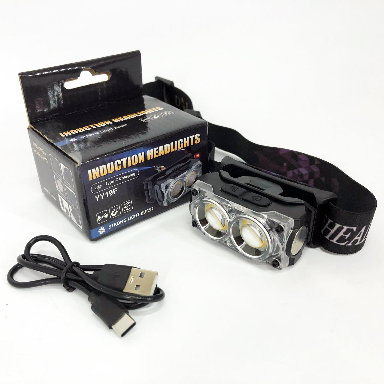 Фонарь налобный YY-19F-2XPE(white)+2COB(yellow), Налобный фонарь для автомеханика, Фонарик налобник