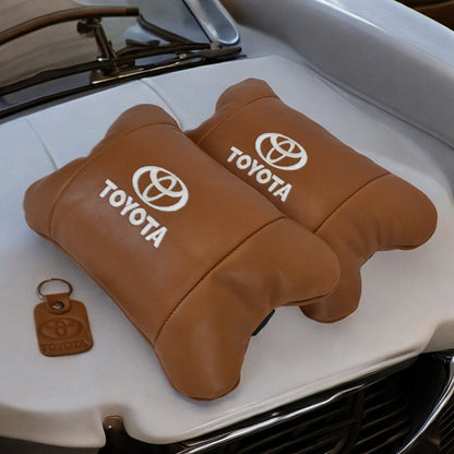 Набор кожаных подушек 2шт на подголовник Toyota. Комфортные ортопедические подушки, Toyota