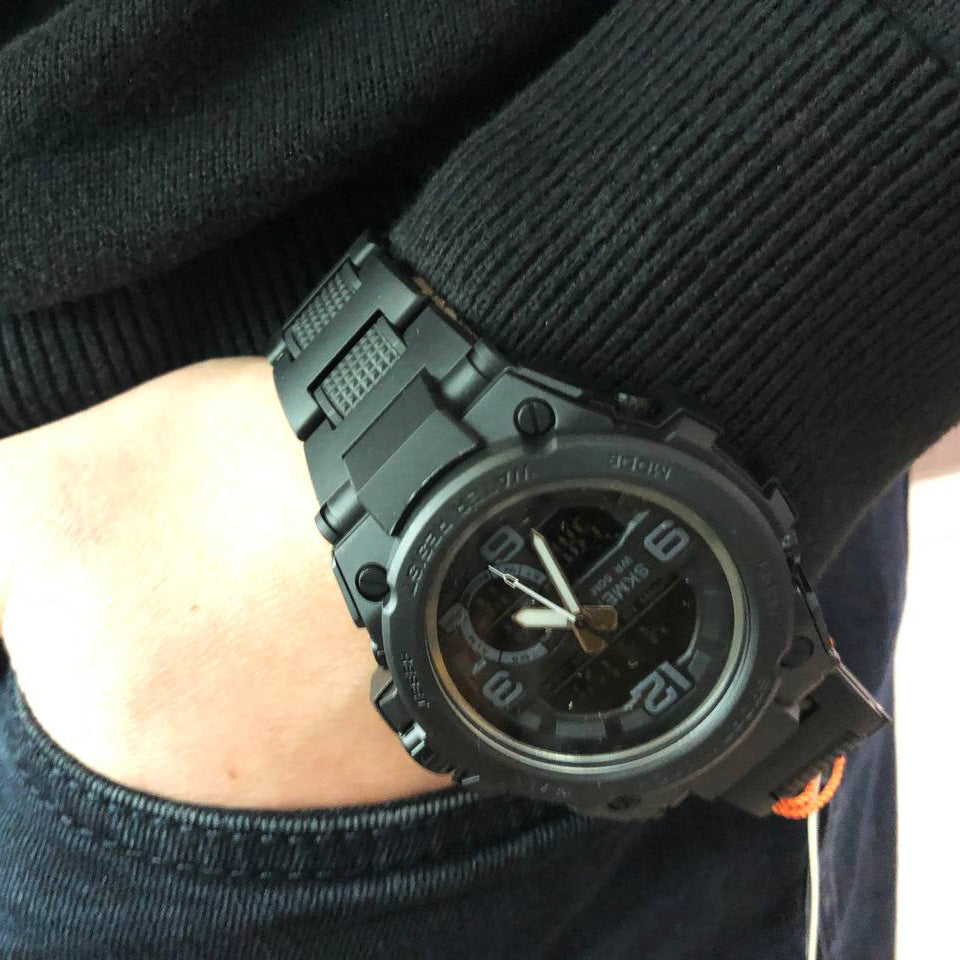 Часы наручные мужские SKMEI 1452BK BLACK, водонепроницаемые мужские часы. Цвет: черный