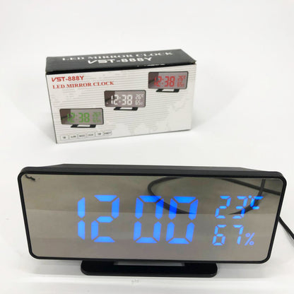 Часы настольные зеркальные VST-888Y-5 USB с синим циферблатом, Настольные часы с подсветкой