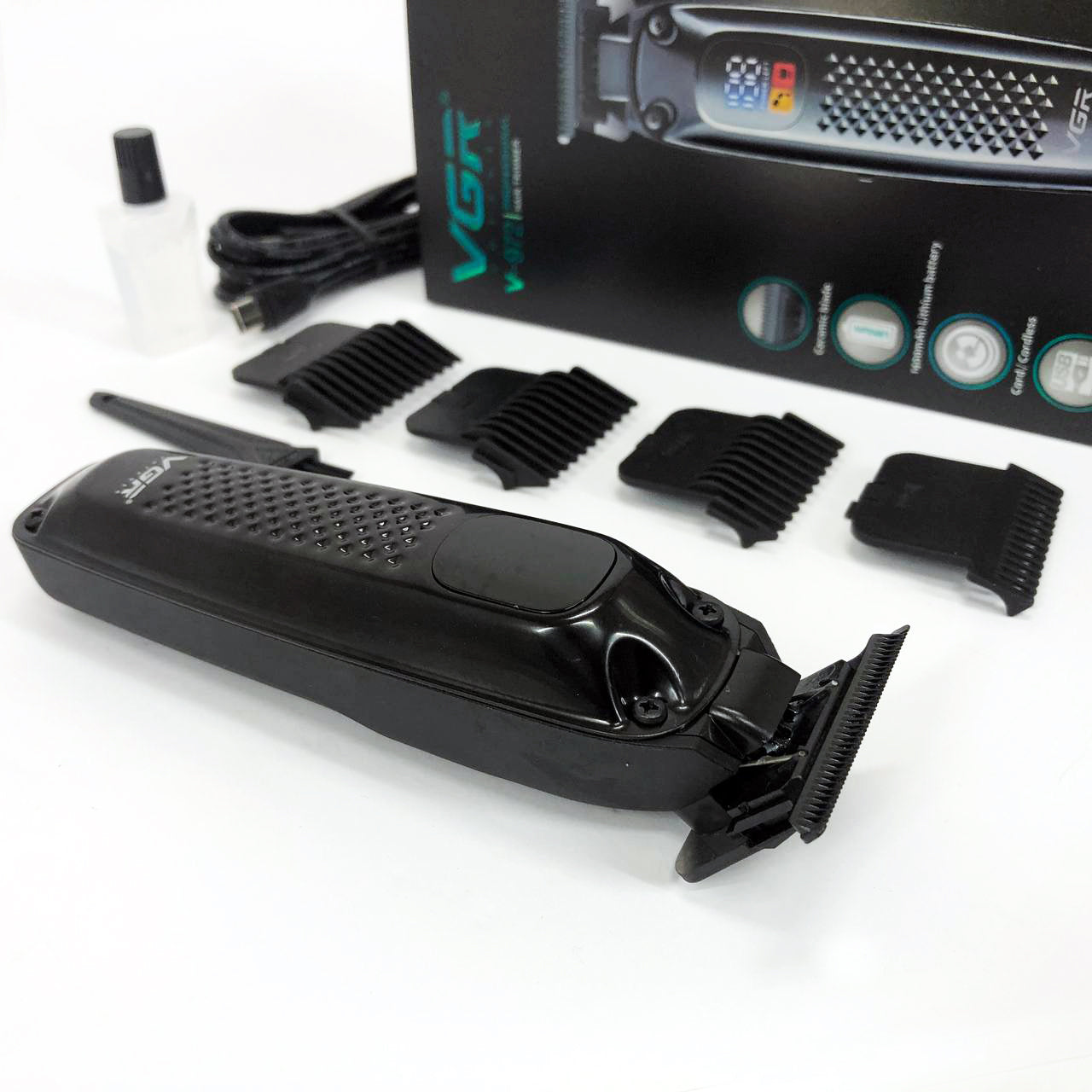 Машинка для стрижки волос триммер VGR V-972 профессиональная с насадками аккумуляторная USB