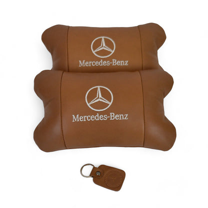 Комплект 2шт для подголовника Mercedes-Benz изготовлен из натуральной коричневой кожи. Комфорт в авто