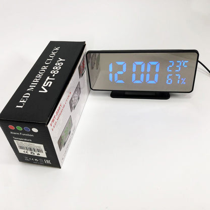 Часы настольные зеркальные VST-888Y-5 USB с синим циферблатом, Настольные часы с подсветкой