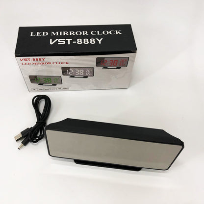 Часы настольные зеркальные VST-888Y-5 USB с синим циферблатом, Настольные часы с подсветкой