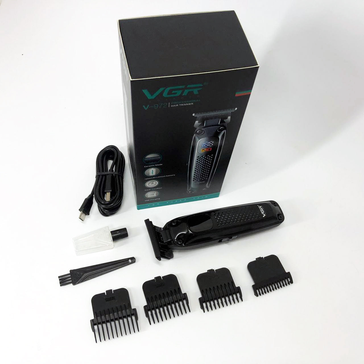 Машинка для стрижки волос триммер VGR V-972 профессиональная с насадками аккумуляторная USB