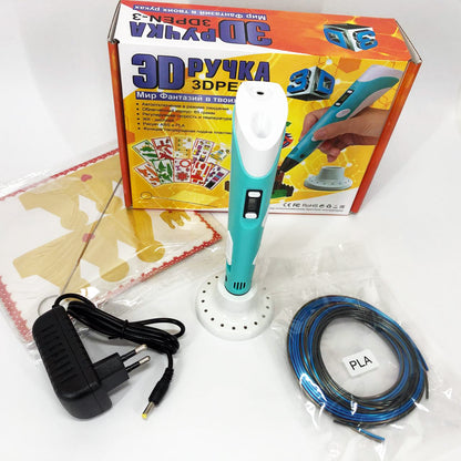 3D ручка Smart 3D Pen 2 c LCD дисплеем, Интересная ручка 3д для детей, Оригинальная. Цвет: голубой