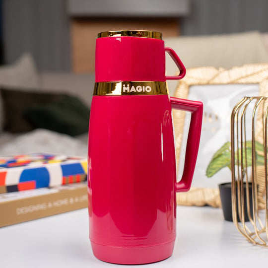Термос Magio MG-1050R со стеклянной колбой, Термос для питьевой воды, Термос из нержавейки. Цвет: красный