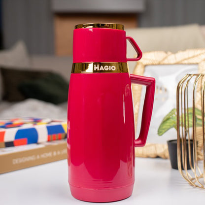 Термос Magio MG-1050R со стеклянной колбой, Термос для питьевой воды, Термос из нержавейки. Цвет: красный