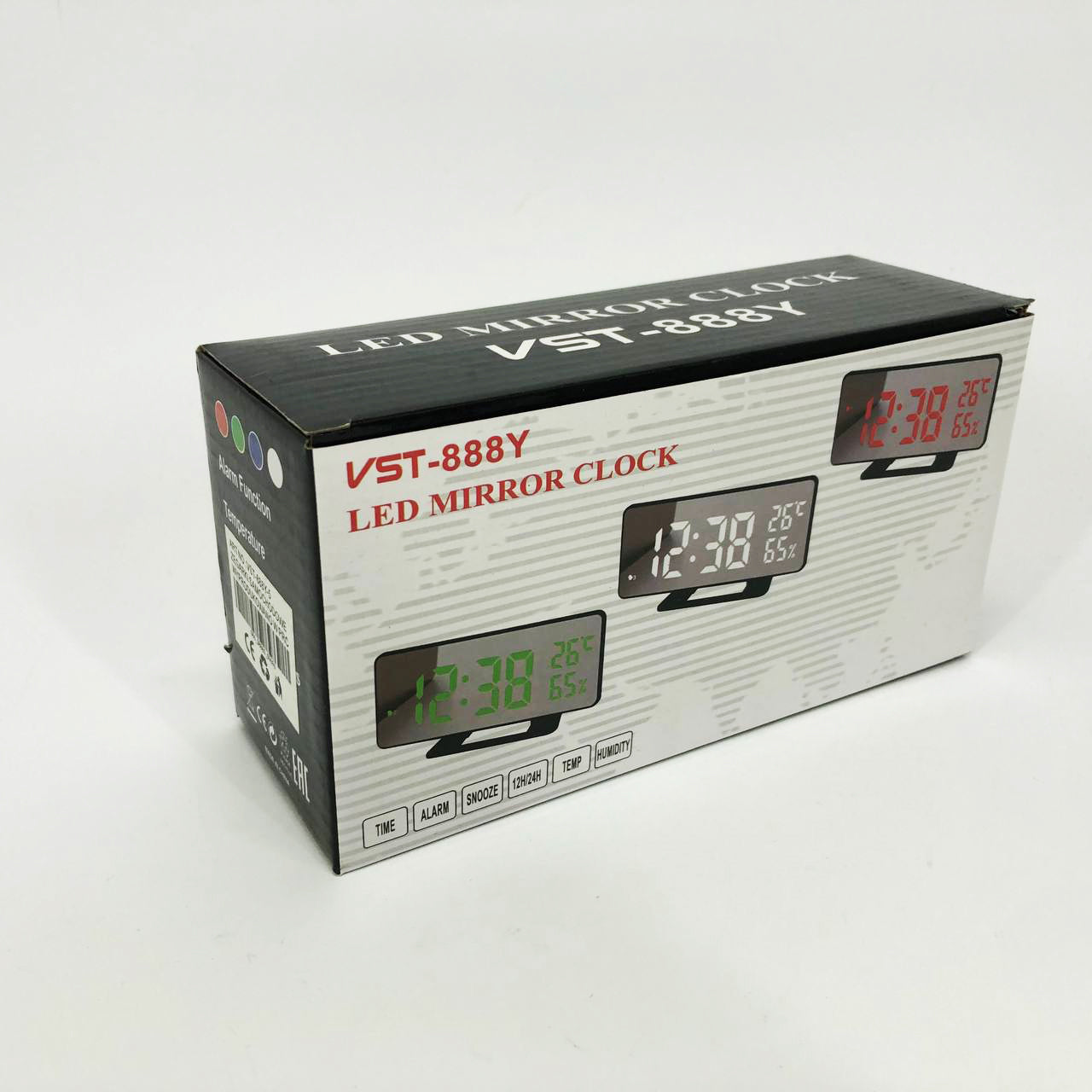 Часы настольные зеркальные VST-888Y-5 USB с синим циферблатом, Настольные часы с подсветкой