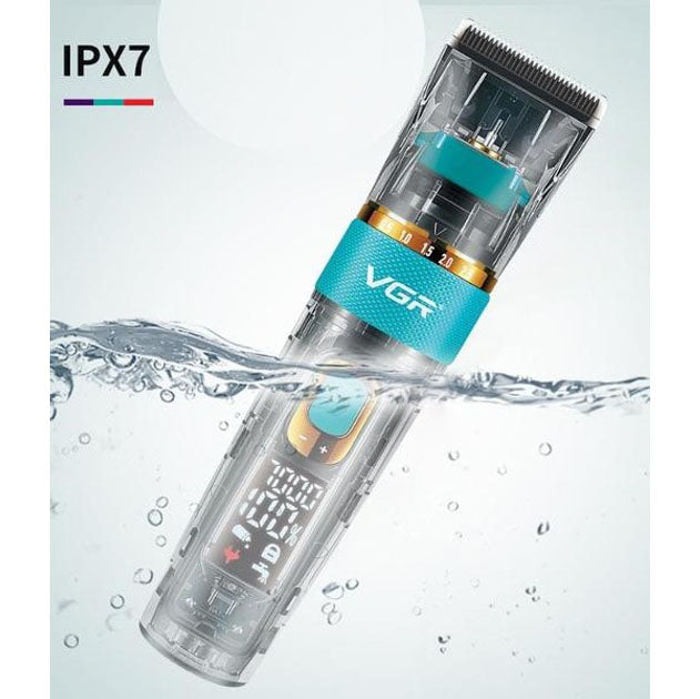 Машинка для стрижки волос и бороды VGR V-695 с LED дисплеем IPX7 влагозащита, Окантовочная машинка