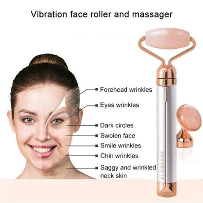 Массажер ролик электрический для лица Facial Roller Massager. Цвет: бежевый