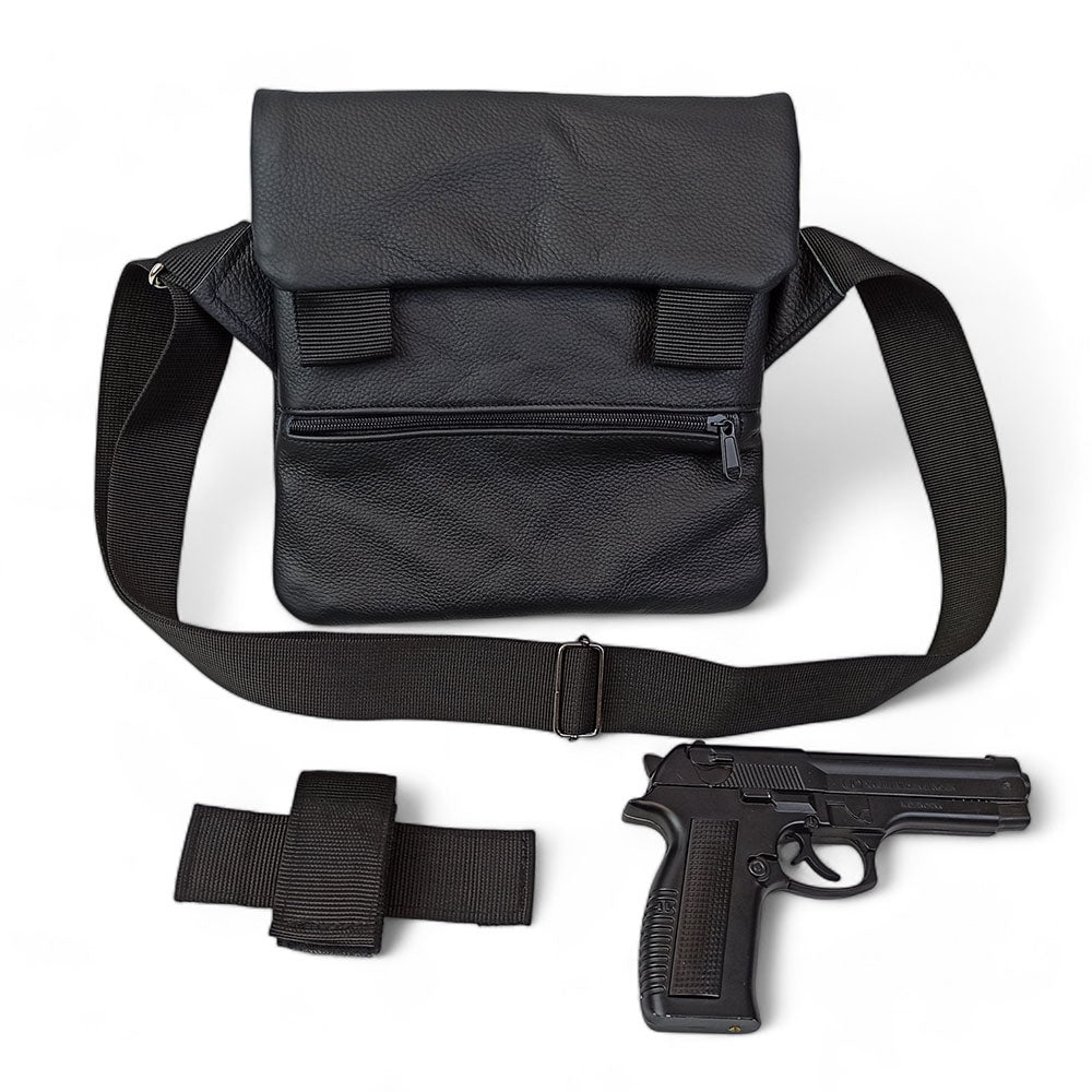 Набор 2В1. Кожаная сумка с кобурой + фонарик профессиональный POLICE BL-X71-P50