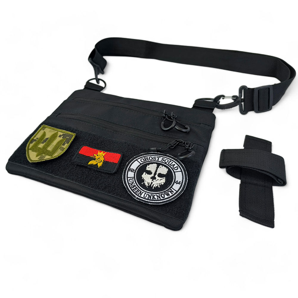 Сумка тактична чорна для прихованого носіння з кобурою, чоловічий месенджер із кордури