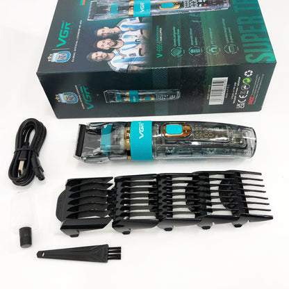 Машинка для стрижки волос и бороды VGR V-695 с LED дисплеем IPX7 влагозащита, Окантовочная машинка