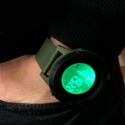 Часы наручные мужские SKMEI 1508AGWT ARMY GREEN-WHITE, Водонепроницаемые мужские часы. Цвет: зеленый