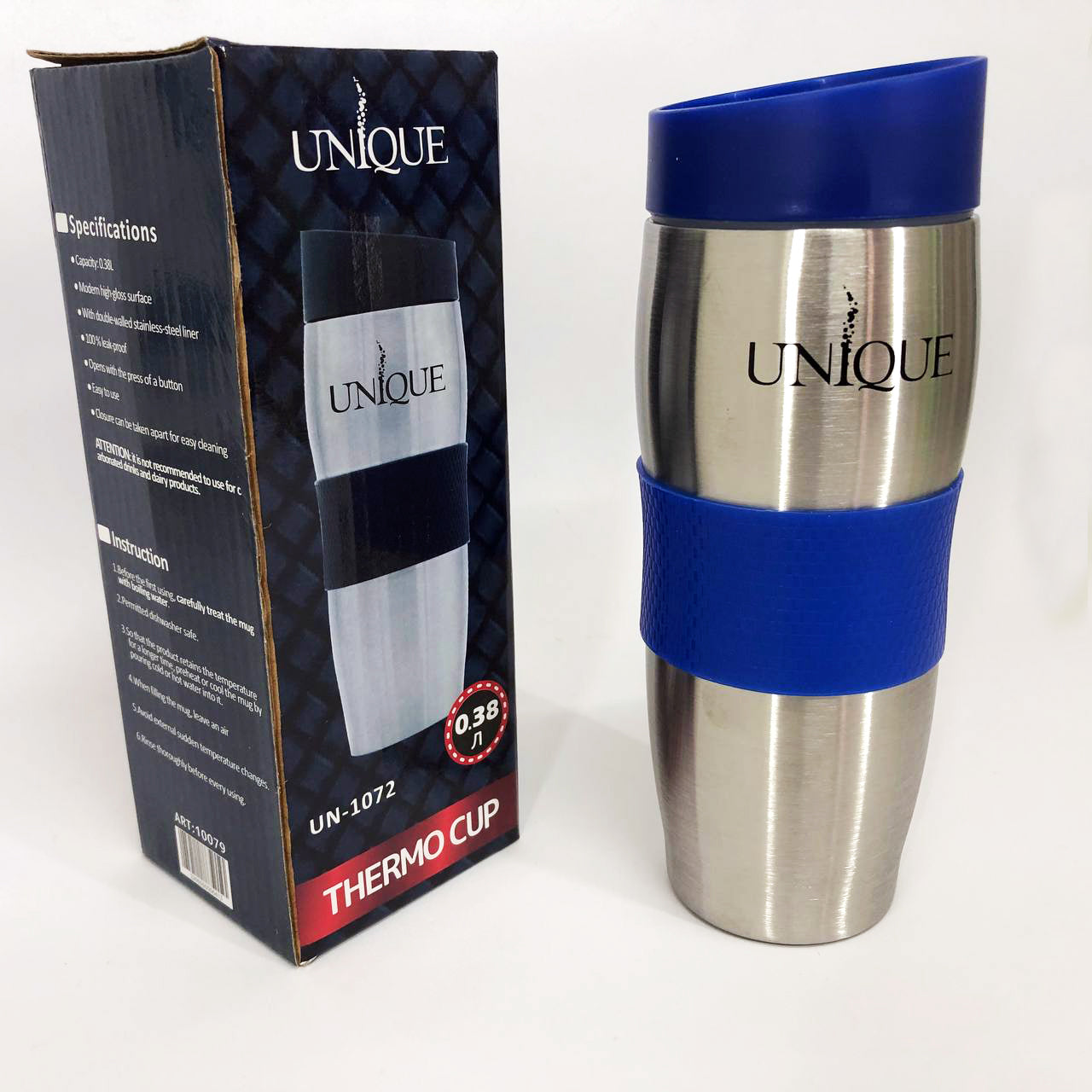 Термокружка UNIQUE UN-1072 0.38 л, Термокружка для детей, Термос для питьевой воды. Цвет: синий