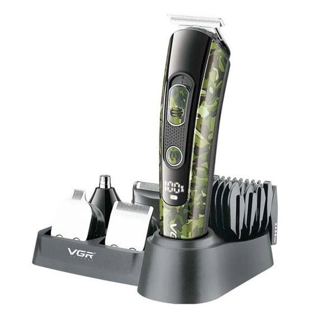 Машинка для стрижки волос, носа, бороды, бритва VGR V-102 5в1 беспроводной триммер с дисплеем