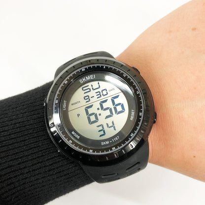 Часы наручные мужские SKMEI 1167BK BLACK, армейские часы противоударные. Цвет: черный