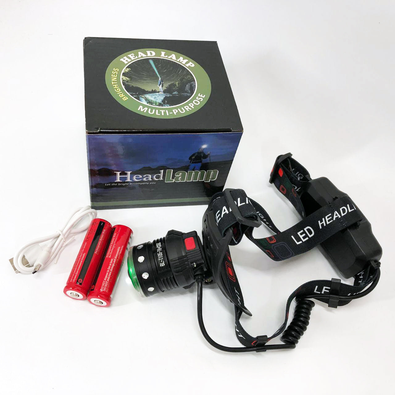 Фонарь налобный Police T105-T6+COB аккумуляторный, водонепроницаемый фонарик, головной фонарик