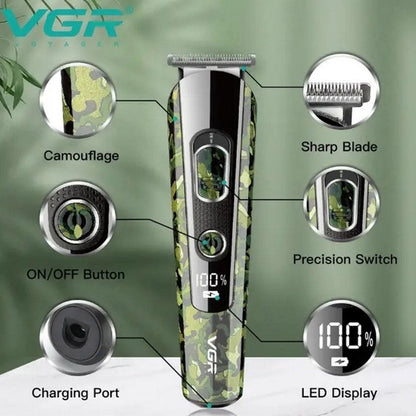 Машинка для стрижки волос, носа, бороды, бритва VGR V-102 5в1 беспроводной триммер с дисплеем