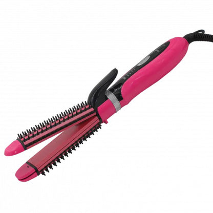 Плойка-утюжок 3в1 Gemei GM-2922, Современные щипцы для завивки волос, Прибор для завивки. Цвет: розовый