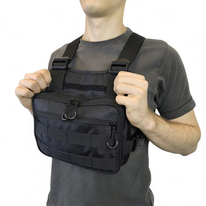 Нагрудная тактическая сумка мужская, сумка через плечо черная разгрузка