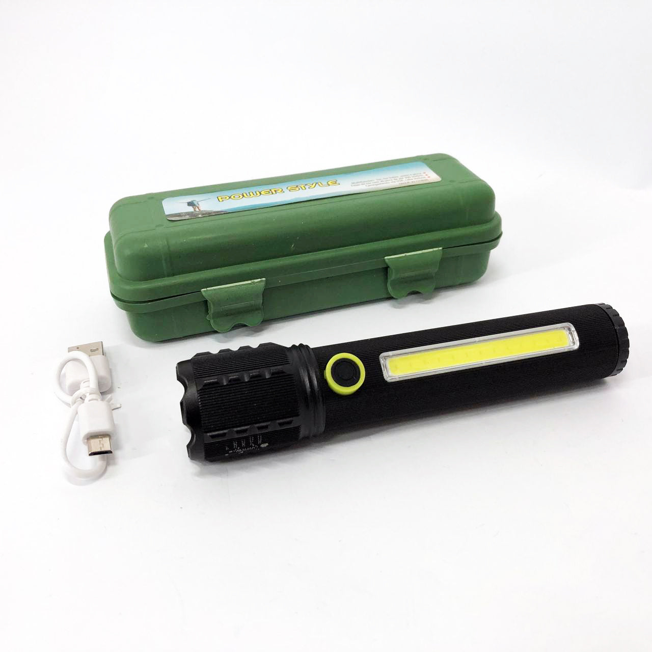 Карманный фонарик Police TD-C82/C72-P50+COB оснащен светодиодами, функцией зума, встроенным аккумулятором