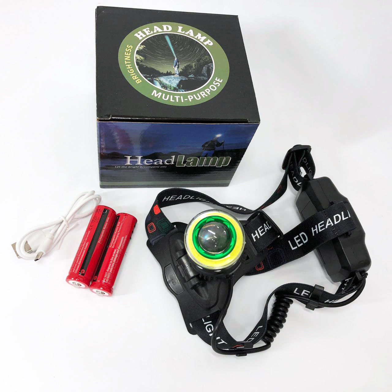 Фонарь налобный Police T105-T6+COB аккумуляторный, водонепроницаемый фонарик, головной фонарик