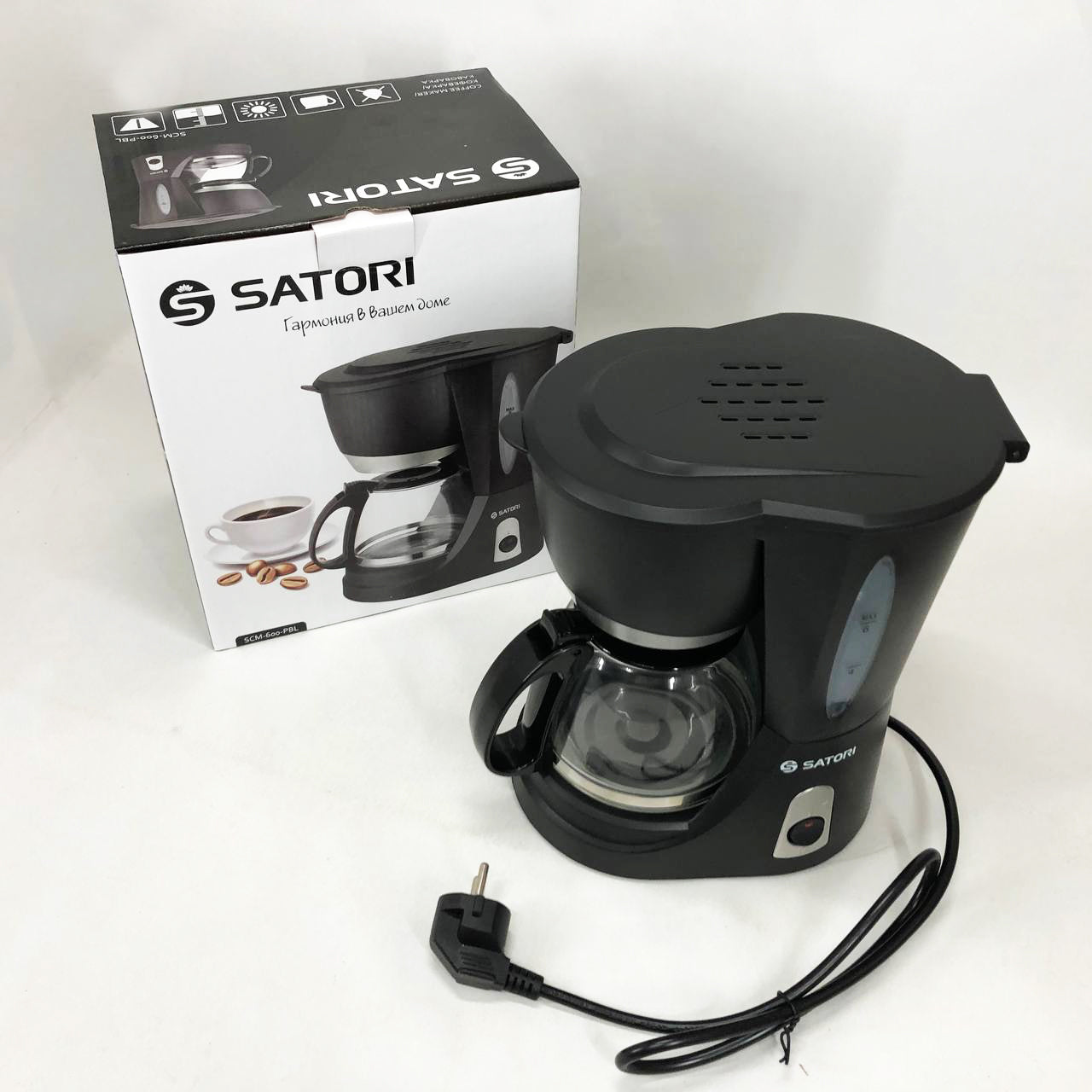Кофеварка капельная Satori SCM-600-PBL, 650 Вт, Маленькая кофемашина для дома, Маленькая кофемашина