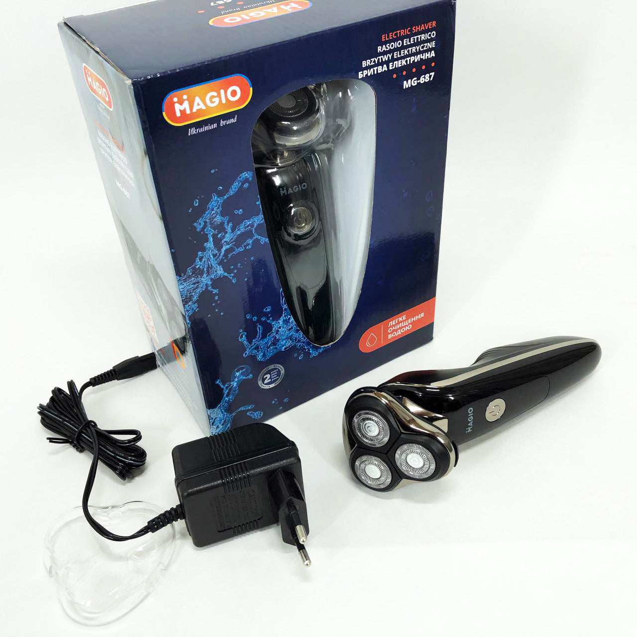 Электробритва 3 плав. головки/ сухое/ влажное бритье/высувной триммер MAGIO MG-687