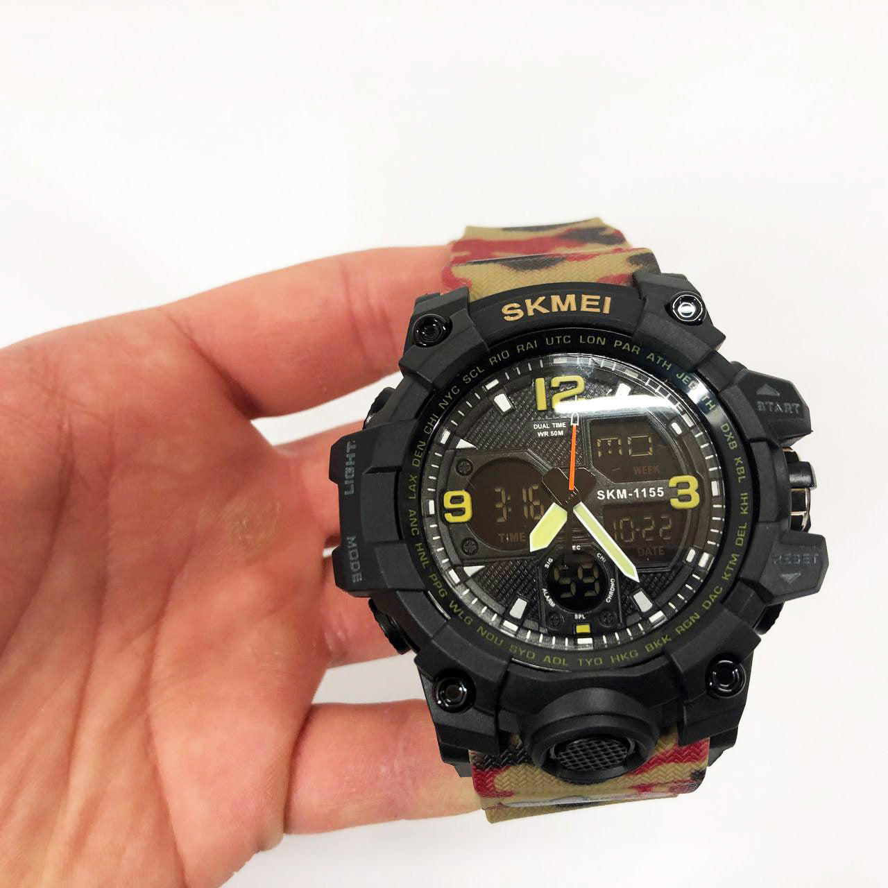 Часы наручные мужские SKMEI 1155BAG RED CAMO, брендовые мужские часы. Цвет: красный камуфляж