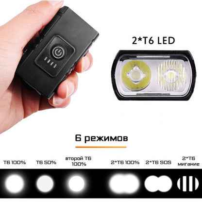 Велосипедный фонарь BK-02Pro-2XPE ULTRA LIGHT, Велосипедный фонарь с защитой от влаги, Велосипедный свет