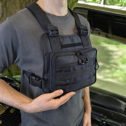 Нагрудная тактическая сумка мужская, сумка через плечо черная разгрузка