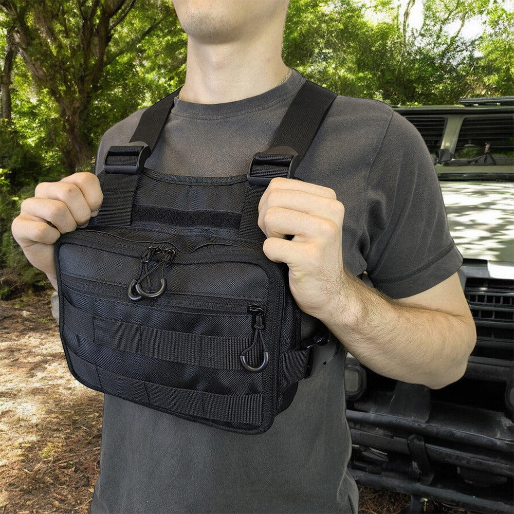 Нагрудная тактическая сумка мужская, сумка через плечо черная разгрузка