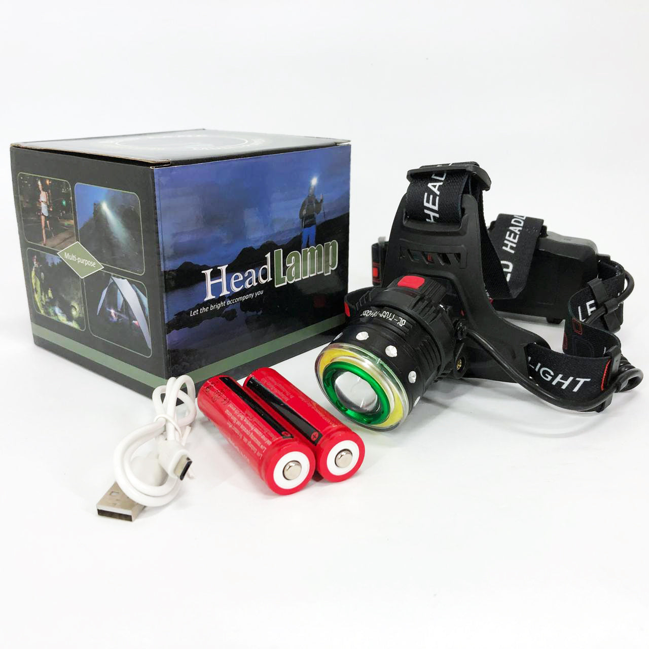 Фонарь налобный Police T105-T6+COB аккумуляторный, водонепроницаемый фонарик, головной фонарик