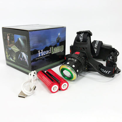 Фонарь налобный Police T105-T6+COB аккумуляторный, водонепроницаемый фонарик, головной фонарик