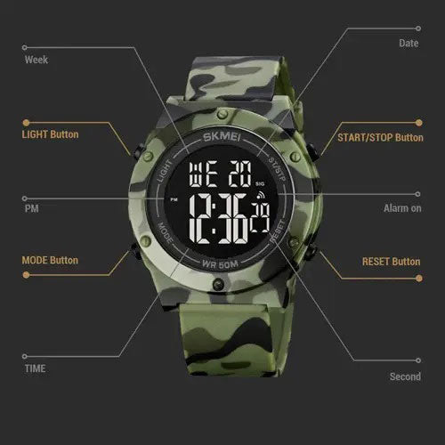 Часы наручные мужские SKMEI 1772CMGNBK, армейские часы противоударные, модные мужские часы