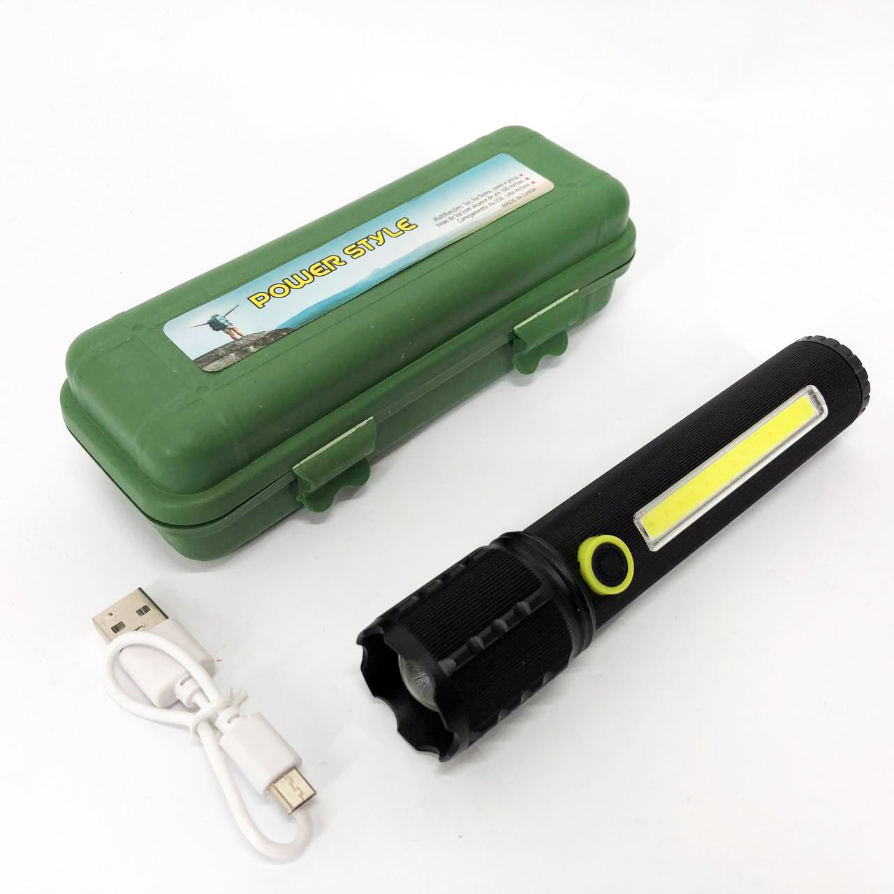 Карманный фонарик Police TD-C82/C72-P50+COB оснащен светодиодами, функцией зума, встроенным аккумулятором