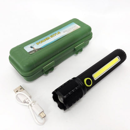 Карманный фонарик Police TD-C82/C72-P50+COB оснащен светодиодами, функцией зума, встроенным аккумулятором