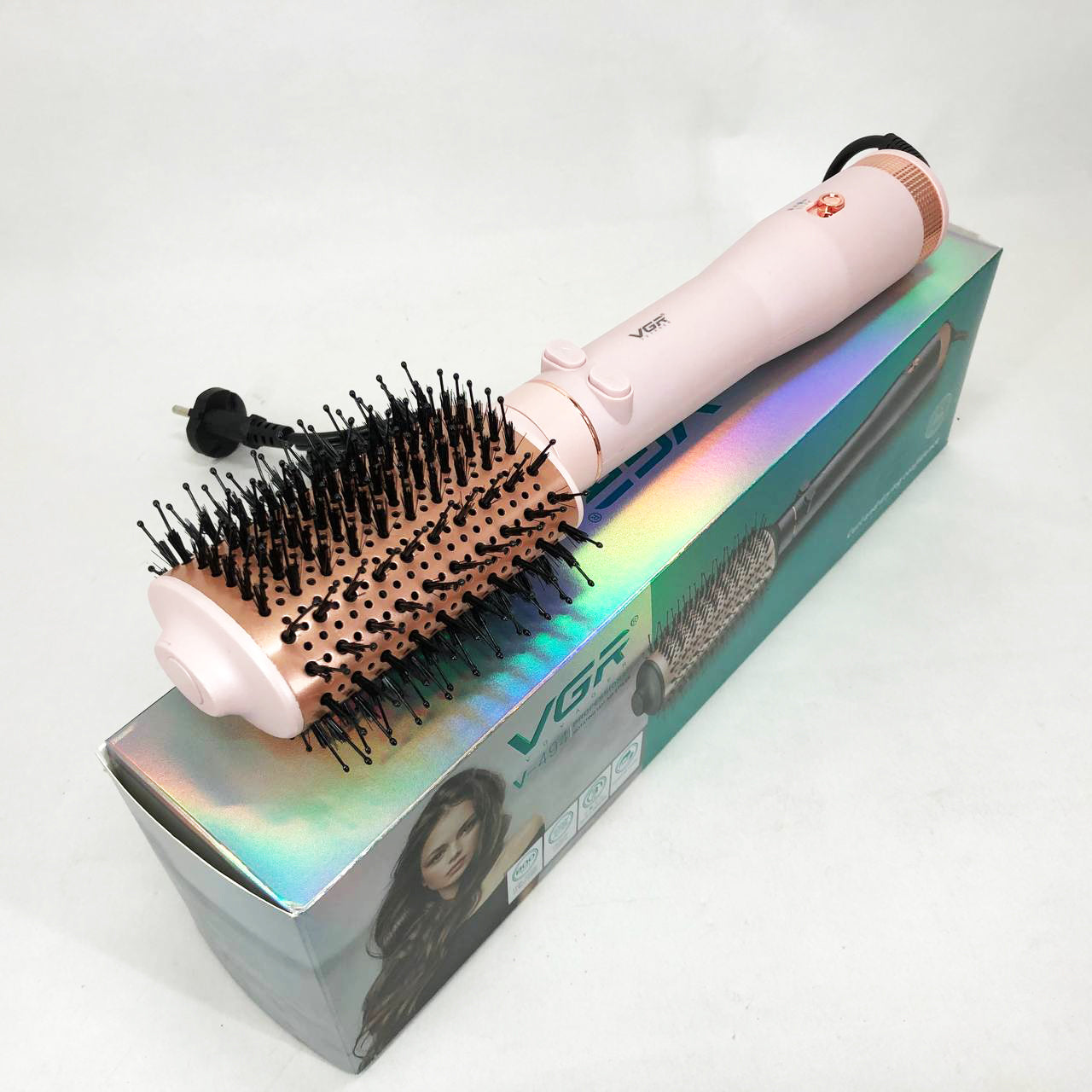 Электрический фен браш для укладки волос VGR V-494 2200 Вт. Цвет: розовый