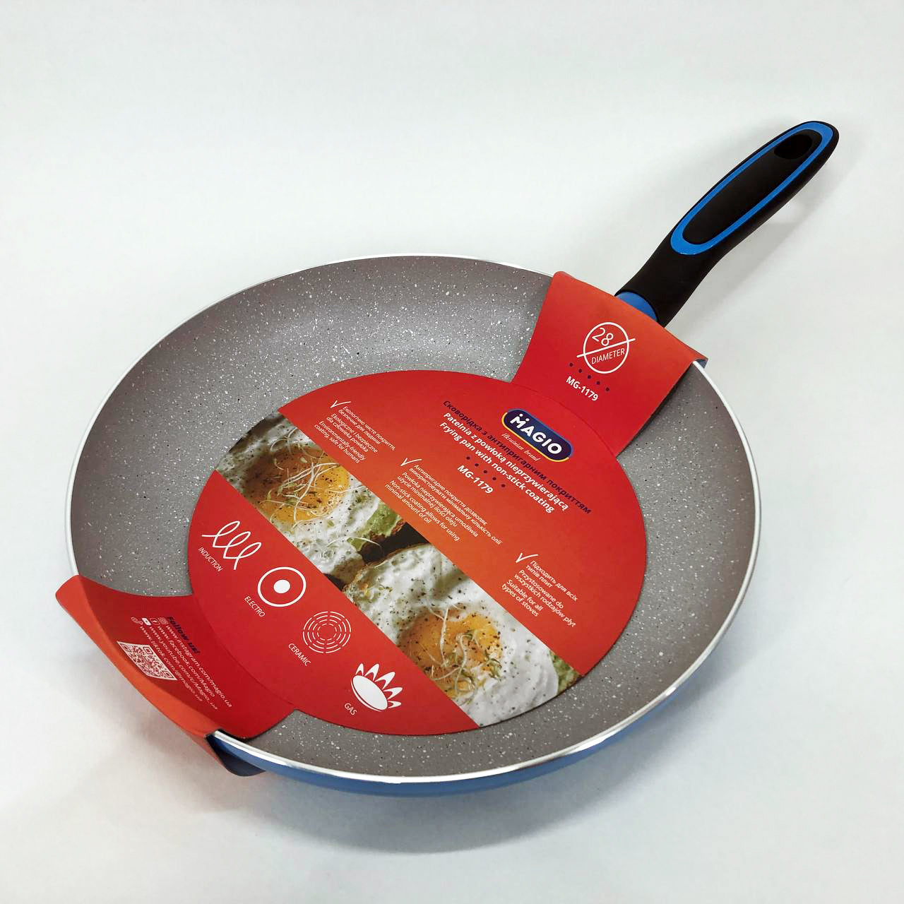 Сковорода Magio MG-1179 с мраморным антипригарным покрытием 28 см, Качественная сковорода для жарки