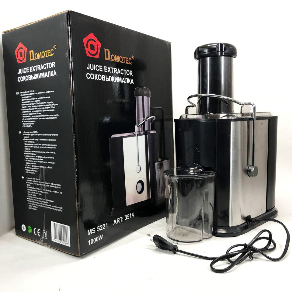 Соковитискач Domotec MS-5221 1000 W, соковитискач універсальний соковитискач електро на склянку