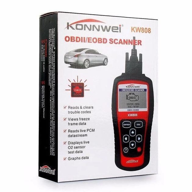 Профессиональный сканер для авто Konnwei KW808 OBD II/EOBD, Сканер для диагностики, Тестер диагностика