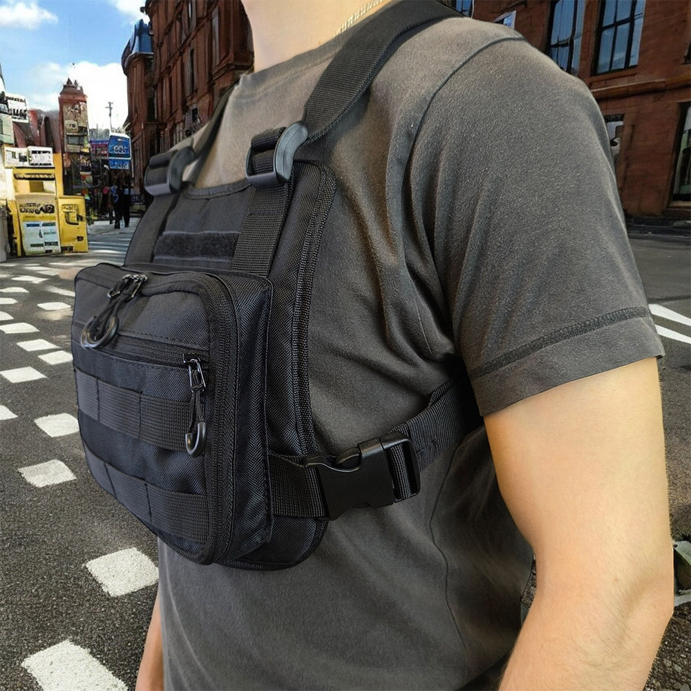 Нагрудная тактическая сумка мужская, сумка через плечо черная разгрузка