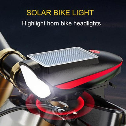 Велосипедный фонарь 7599 с звонком на солнечной батарее, АКБ Li-Ion, водонепроницаемый аккумуляторный