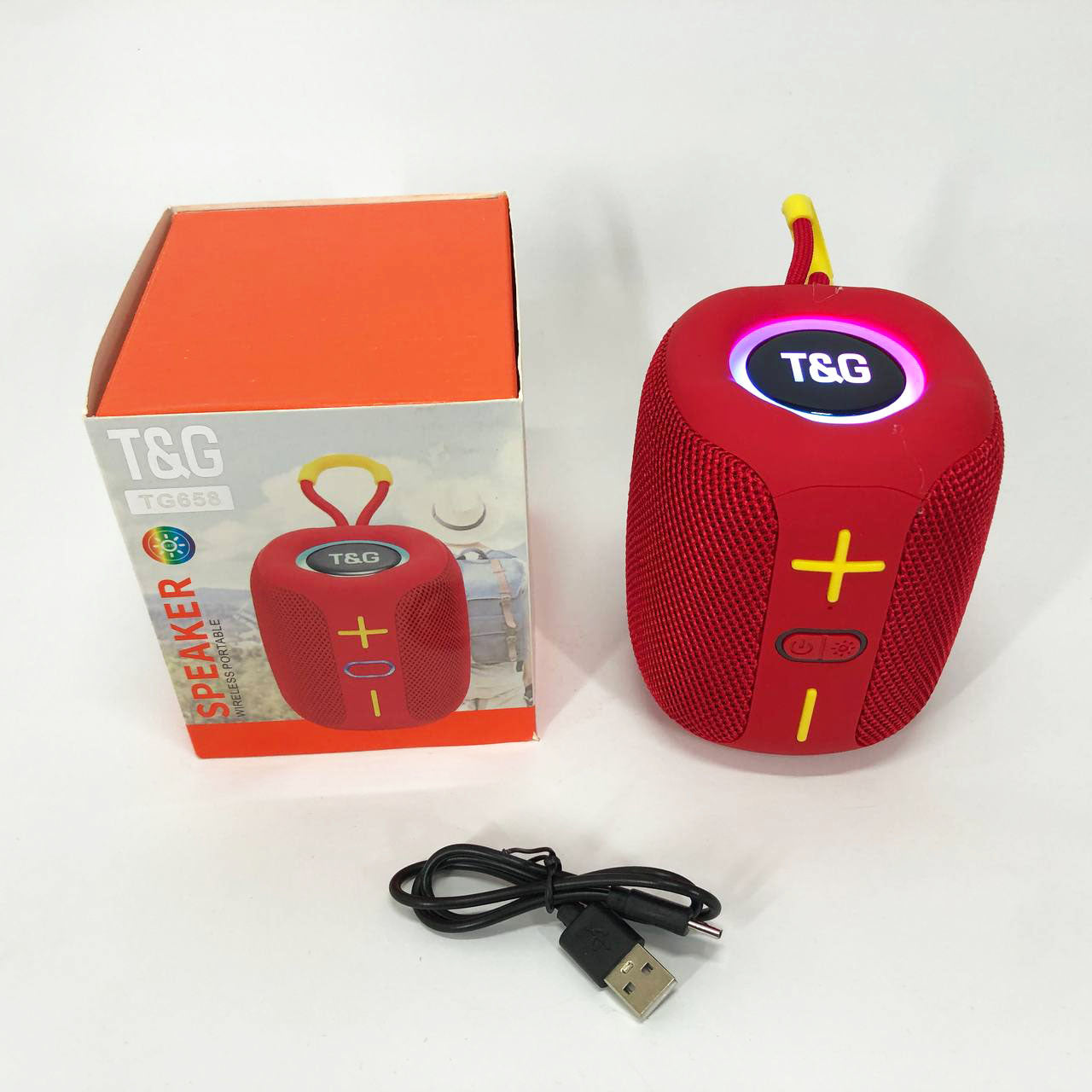 Портативная Bluetooth колонка TG658 8W с RGB подсветкой, колонка для вечеринки. Цвет: красный