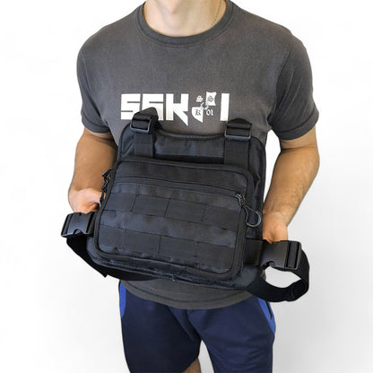 Нагрудная тактическая сумка мужская, сумка через плечо черная разгрузка