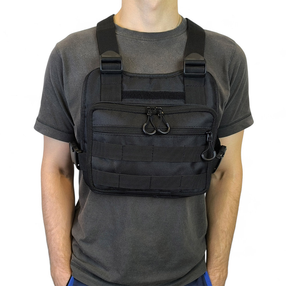 Нагрудная тактическая сумка мужская, сумка через плечо черная разгрузка