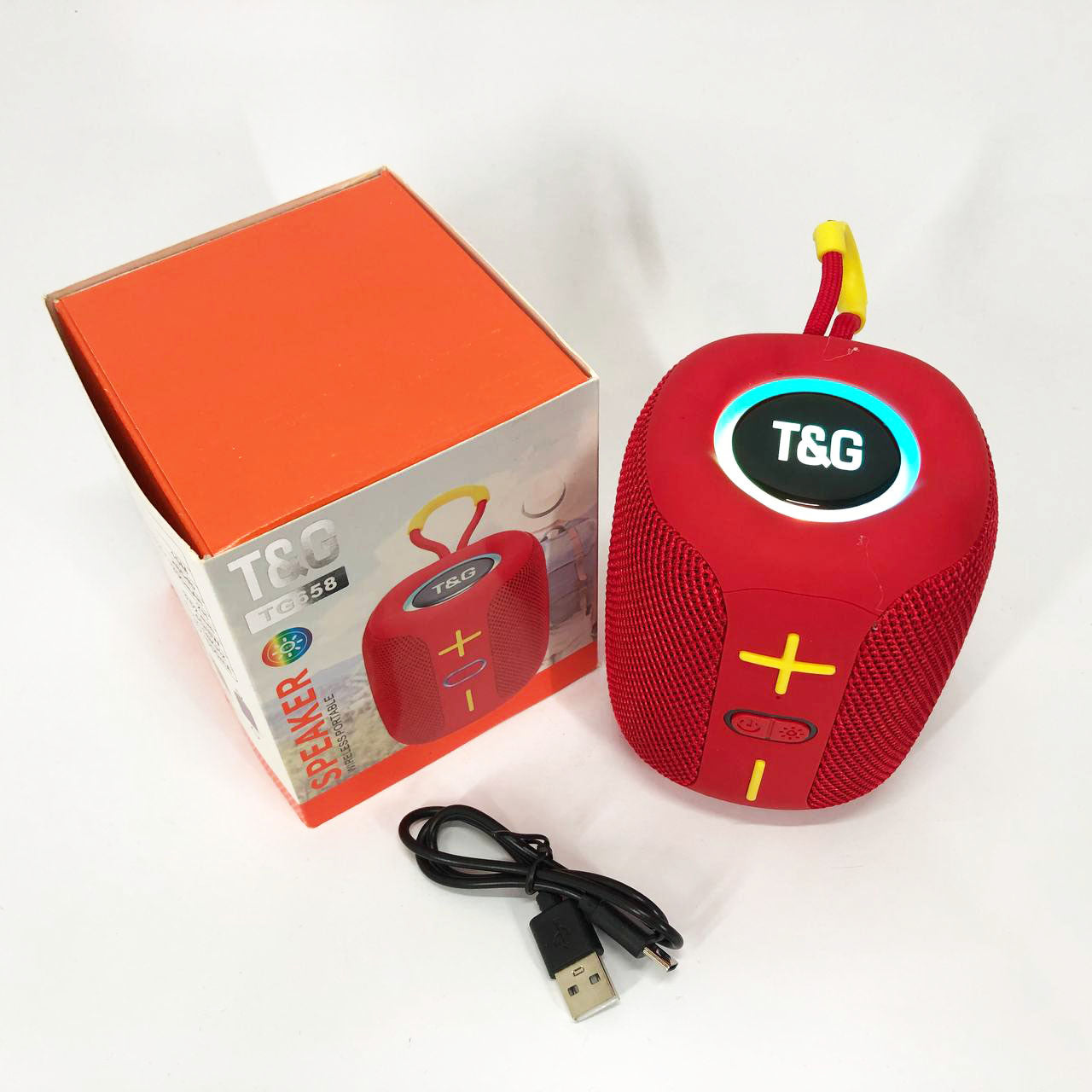 Портативная Bluetooth колонка TG658 8W с RGB подсветкой, колонка для вечеринки. Цвет: красный